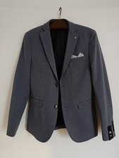 Herren Sakko Kariert Babyblau Gr. 46 Slim Fit Einreiher Top Zustand