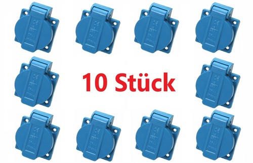 10x einbausteckdose blau - 10x,
