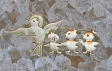 Goldbrosche Brosche mit Vögel