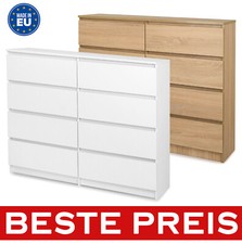 Schöne moderne Kommode mit 8 Schubladen 120 cm Sideboard  Schrank Weiß Sonoma