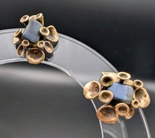 Vintage Hannu Ikonen Ohrringe Bronze mit Labradorit – Finnland Design Modernist