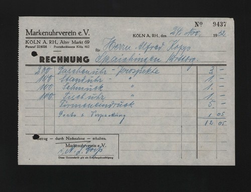 Köln rechnung 1932 - kÖln,,