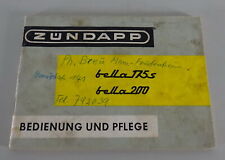 Betriebsanleitung Motorroller Zündapp Bella 175 S / Bella 200 Stand 1953