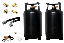 2x Gasflasche LPG 11KG Camping wiederbefüllbar mit Einbauset 80% Füllstop 67R-01