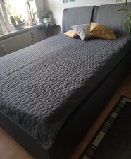 Bett 140x200 anthrazit, Bettkasten, Matratze, Lattenrost
