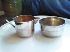 Milchkännchen und Zucker -Dose Menage Kaffee -Geschirr Tee versilbert Art Deco