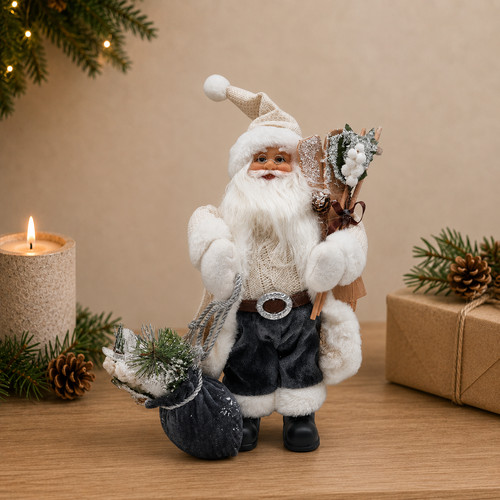 Figur weihnachtsmann weiß - weiß, mit