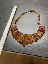 Echte baltische Bernstein Halskette 38g | Cognac Amber | große Platten | Vintage