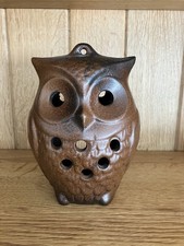 Eule getöpfert braun Windlicht