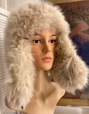 Pelzmütze - beigefarben- Kunstpelz - Uschanka - m. Ohrenschützer - NEU