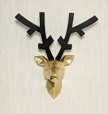 Hirschkopf Wanddeko, vergoldet