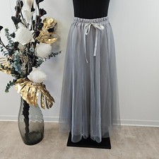 Damen Tüllrock Grau Lang
