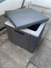 Allibert By Keter Kühlbox Hocker Tisch Rattanoptik Graphit Outdoor Ice Cube