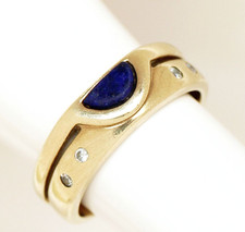 Damenring 8 Karat 333 Gold Gelbgold Lapislazuli Zirkone 3,32 g Gr. 52