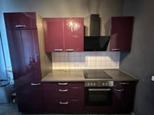 Einbauküche Lila mit Herd, Dunstabzugshaube, Spüle