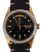 Rolex Day-Date Ref. 1803 Black Diamond Dial Brillanten Lünette 1976 750 Gold