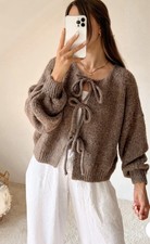 Strickjacke Strickpullover Größe 36-46 S Braun