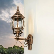 Außenlampe Wand E27 H: 54 cm IP23 Kupfer Schwarz Antik Rustikal Laterne Leuchte