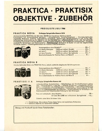 Praktica praktisix preisliste - praktica,