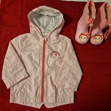 Mädchen Regenkombi Regenjacke+Gummistiefel Rosa Gr.80 Schuhe Gr.20 Top Zustand 