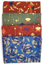 Projektpaket Weihnachtsstoff hochwertige Patchworkstoffe mit Golddruck Benartex