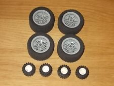 LEGO 8 Räder - Reifen mit grauen u. weissen Felgen für Auto, Radlader etc. - TOP