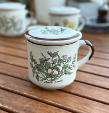 Teetasse Pfefferminze Sieb Deckel Mentha pip. Becher Keramik 200 ml f. losen Tee