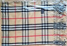 Pashmina, 30% Seide; hellbraun-beige-kariert; 70x180 cm; neu, beste Qualität!