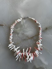 Vintage Astkorallen Collier 40cm Weiß und Rose Halskette