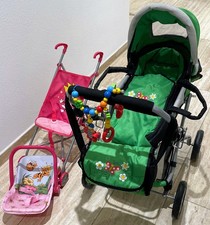 Großes Puppenwagen-Set mit 2 Puppenwagen, Trage und viel Zubehör