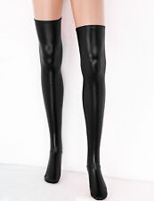 Damen Gotik Lack Latex Wetlook Overknee Strümpfe Stocking Optik Reizwäsche