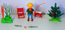 PLAYMOBIL Figur Angler Angel Fische Kühlbox Stuhle Schilf Tanne Vogel #1