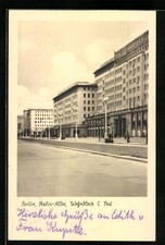 Berlin, Stalin-Allee, Wohnblock C Süd, Ansichtskarte 1954 