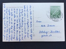 1956 Postkarte Leuchtenburg bei Kahla mit Mi-Nr 521b dunkelolivgrün gestempelt
