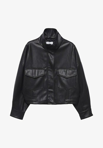 Mango kunstlederjacke schwarz - kunstlederjacke,