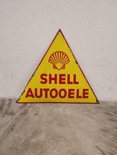 Shell Autooele Emailschild 1930 original gewölbt Dreieck emailliert Rarität