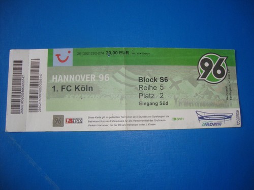 Ticket hannover 1 fc - ticket,