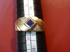 schöner Ring ca. 21 mm ca. 3,7 g 585 Gold Saphir Diamant