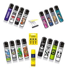 Clipper® Feuerzeuge 4er Set - Bunte Designs - Nachfüllbar & Sturmfeuerzeug NEU