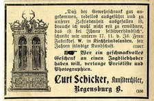 Curt Schicker Kunstdrechsler Regensburg GEWEHRSCHRANK  Historische Reklame 1901