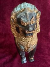 Antike Tempellöwe Fu Hund Fo Hund massiv Bronze Tibet mit Patina