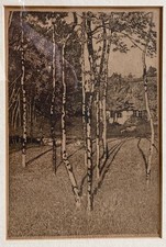 Hans am Ende Worpswede Dorf Landschaft original Radierung Otto Felsing gerahmt