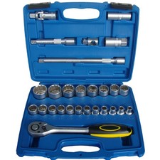 Steckschlüssel Satz Knarrenkasten Stecknuss 1/2"Antrieb VIELZAHN 12-KANT 27-tlg