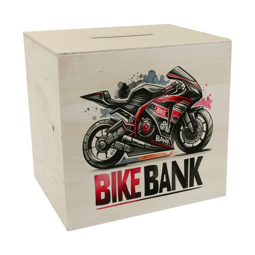 Rennmotorrad spardose aus holz - spardose,