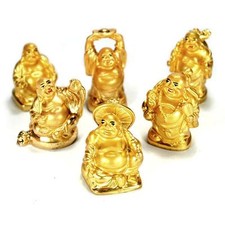 SET OF 6 GOLDEN HAPPY BUDDHA