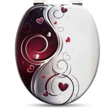 WC Sitz , Absenkautomatik, MDF-Holzkern, Zink verchromt Scharniere Herzen #2383