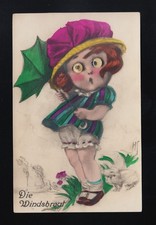 Die Windsbraut Schirm Kleid wird hoch geweht Hund bewegliche Augen Ulm 19.4.1928