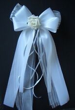 2 XL*Spiegel*Autoschleifen*Antennenschleifen*Set*creme*weiß&Rose*Perle*HOCHZEIT*