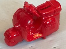 Nr.12) Alte Spardose roter Keramik MOTORROLLER mit Gummiverschluss ***