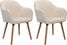 2x Esszimmerstühle Küchenstuhl Polsterstuhl Design Stuhl Samt Cremeweiß hb95cm-2